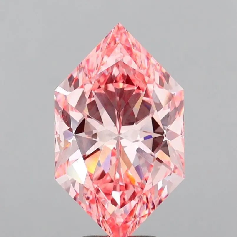 5.07ct Hexagonal Lab Grown Diamond (Colour Fancy Vivid Pink, Clarity VVS2, IGI Certified)
