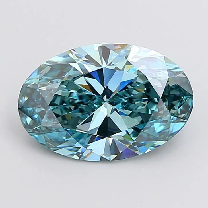 5.07ct Oval Lab Grown Diamond (Colour Fancy Vivid Green Blue, Clarity VS1, IGI Certified)