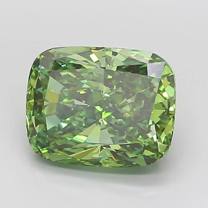 5.08ct Cushion brilliant Lab Grown Diamond (Colour Fancy Vivid Green, Clarity VS1, IGI Certified)