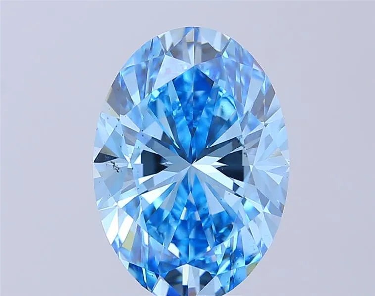 5.08ct Oval Lab Grown Diamond (Colour Fancy Vivid Blue, Clarity VS2, IGI Certified)