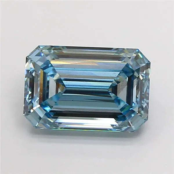 5.09ct Emerald Lab Grown Diamond (Colour Fancy Vivid Blue, Clarity SI1, IGI Certified)