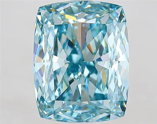 5.10ct Cushion modified Lab Grown Diamond (Colour Fancy Intense Green Blue, Clarity VVS2, IGI Certified)