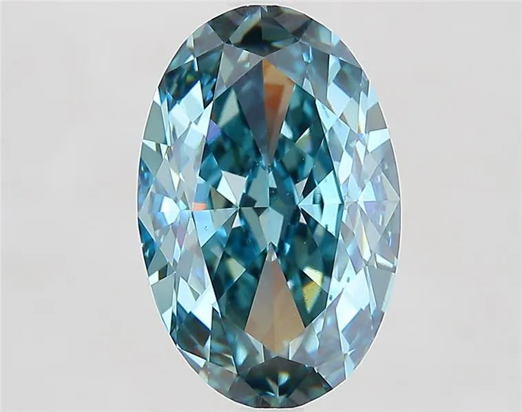 5.10ct Oval Lab Grown Diamond (Colour Fancy Vivid Green Blue, Clarity VS1, IGI Certified)