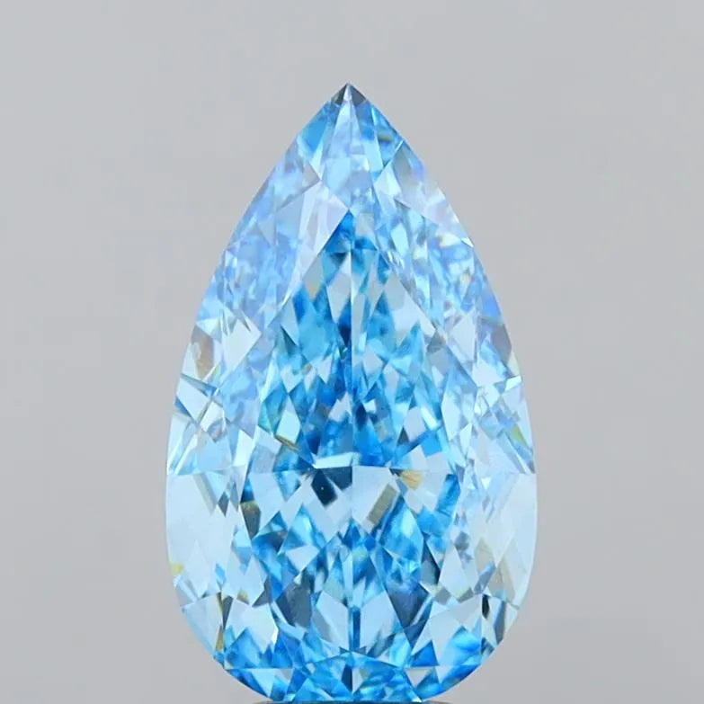 5.10ct Pear Lab Grown Diamond (Colour Fancy Vivid Blue, Clarity VS1, IGI Certified)