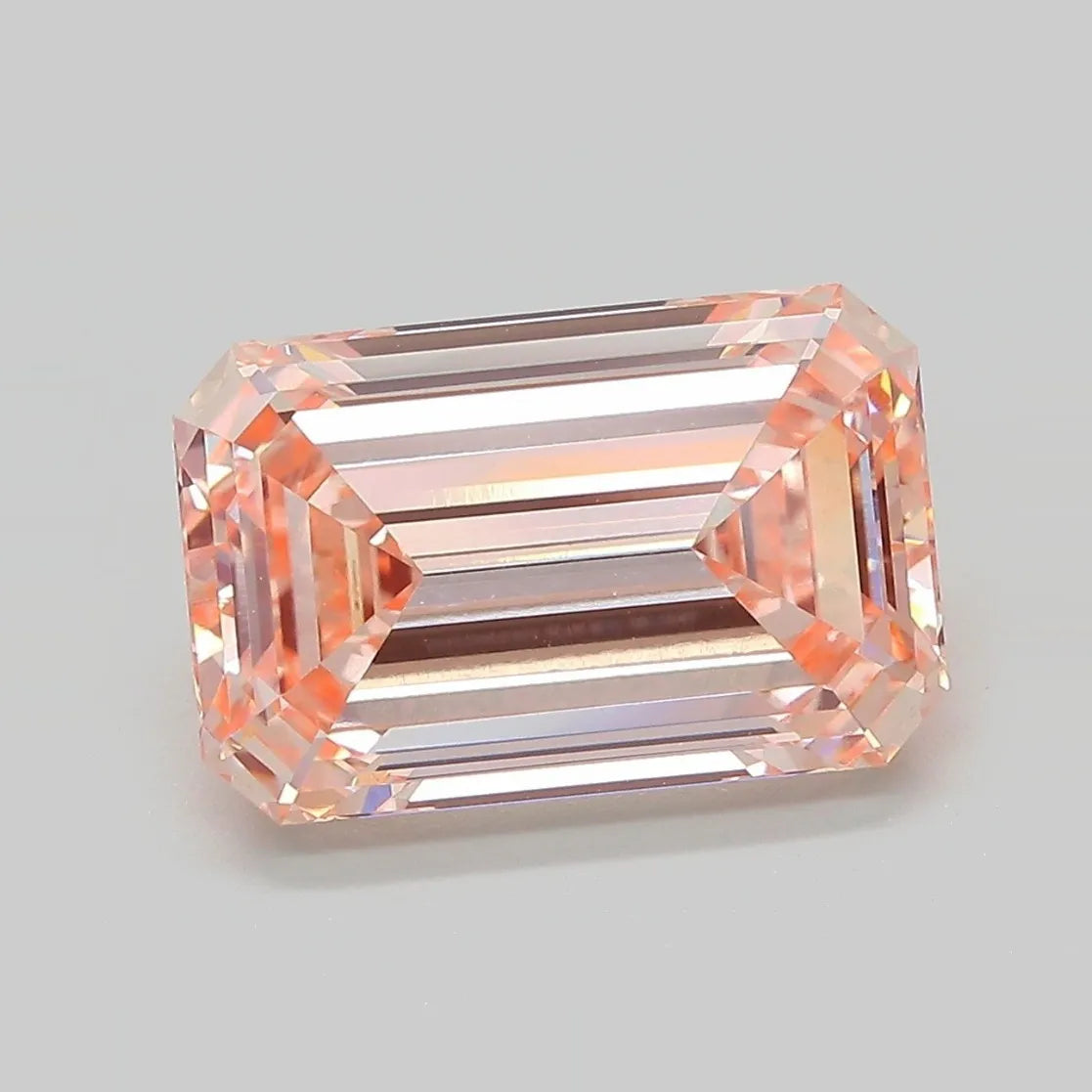 5.20ct Emerald Lab Grown Diamond (Colour Fancy Intense Pink Orange, Clarity VVS2, IGI Certified)