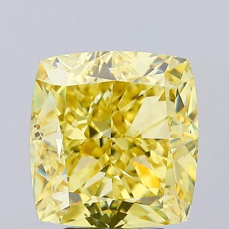5.25ct Cushion modified Lab Grown Diamond (Colour Fancy Vivid Yellow, Clarity VS1, IGI Certified)