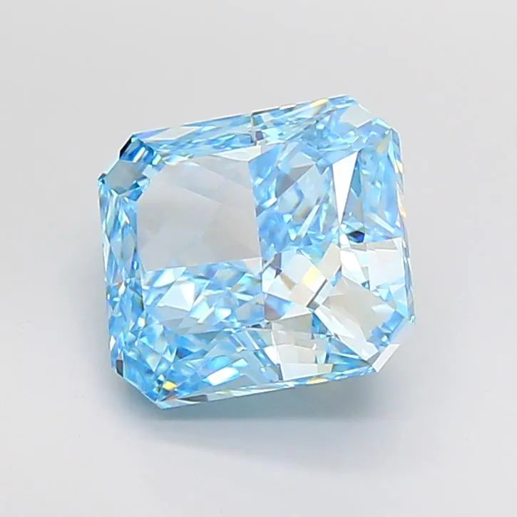 5.38ct Square radiant Lab Grown Diamond (Colour Fancy Vivid Blue, Clarity VVS1, IGI Certified)