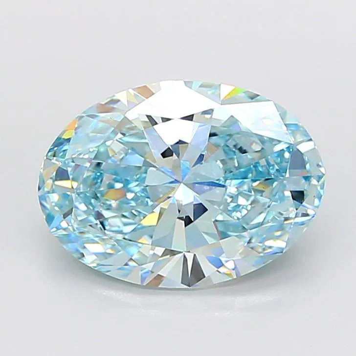 5.51ct Oval Lab Grown Diamond (Colour Fancy Vivid Greenish Blue, Clarity VS1, IGI Certified)