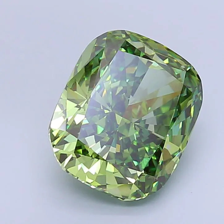 5.52ct Cushion brilliant Lab Grown Diamond (Colour Fancy Vivid Green, Clarity VVS2, IGI Certified)
