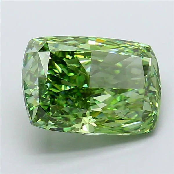 5.54ct Cushion modified Lab Grown Diamond (Colour Fancy Vivid Green, Clarity VVS2, IGI Certified)