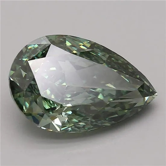 5.72ct Pear Lab Grown Diamond (Colour Fancy Vivid Green, Clarity VS1, Cut VG, IGI Certified)