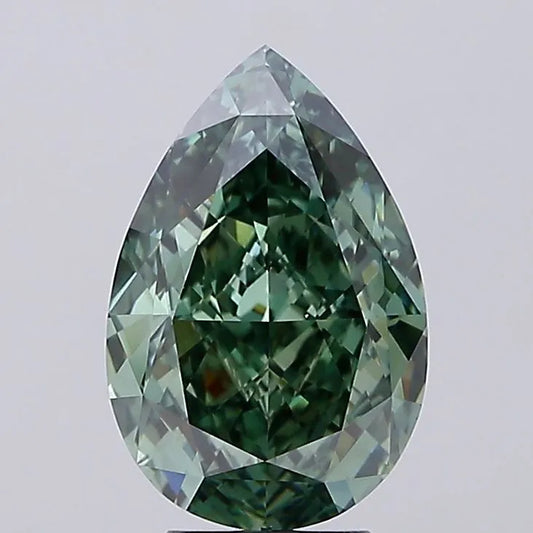 5.76ct Pear Lab Grown Diamond (Colour Fancy Vivid Green, Clarity VS1, Cut GD, IGI Certified)