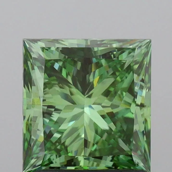 1.51ct Princess Lab Grown Diamond (Colour Fancy Vivid Green, Clarity VVS2, IGI Certified)