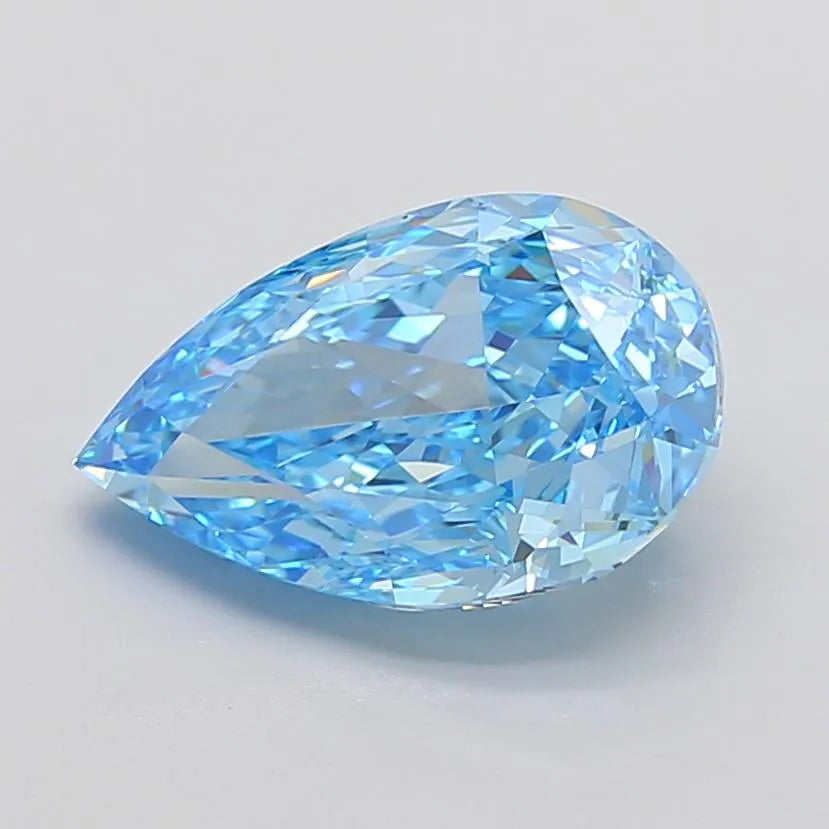 6.01ct Pear Lab Grown Diamond (Colour Fancy Vivid Blue, Clarity VVS2, IGI Certified)