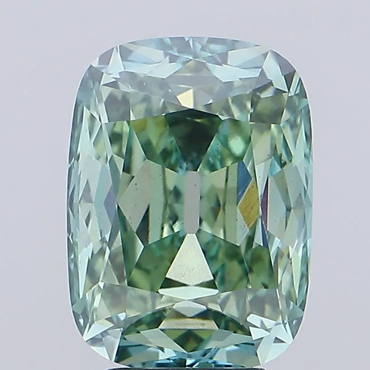 6.03ct Cushion european cut Lab Grown Diamond (Colour Fancy Vivid Green, Clarity VS1, IGI Certified)