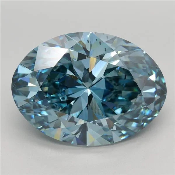 6.08ct Oval Lab Grown Diamond (Colour Fancy Vivid Blue, Clarity VS2, IGI Certified)