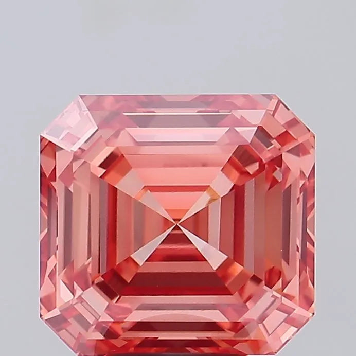 6.09ct Asscher Lab Grown Diamond (Colour Fancy Vivid Orangey Pink, Clarity VVS2, IGI Certified)