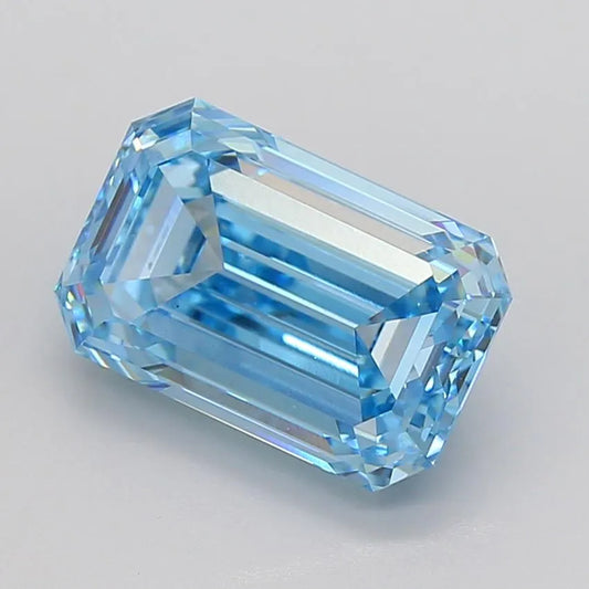6.11ct Emerald Lab Grown Diamond (Colour Fancy Vivid Blue, Clarity VS1, IGI Certified)