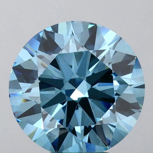 6.17ct Round Lab Grown Diamond (Colour Fancy Vivid Blue, Clarity VS1, Cut ID, IGI Certified)