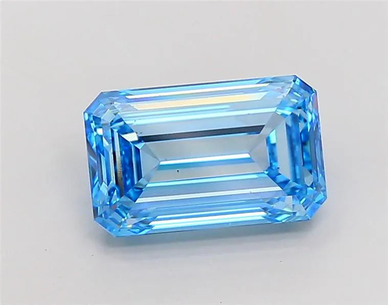 6.55ct Emerald Lab Grown Diamond (Colour Fancy Vivid Blue, Clarity VS1, IGI Certified)