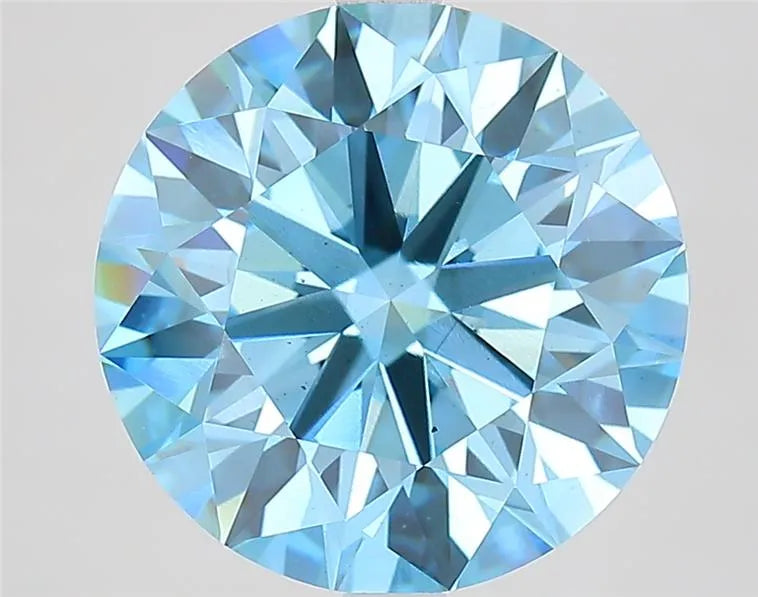 6.58ct Round Lab Grown Diamond (Colour Fancy Vivid Blue, Clarity VS2, Cut ID, IGI Certified)