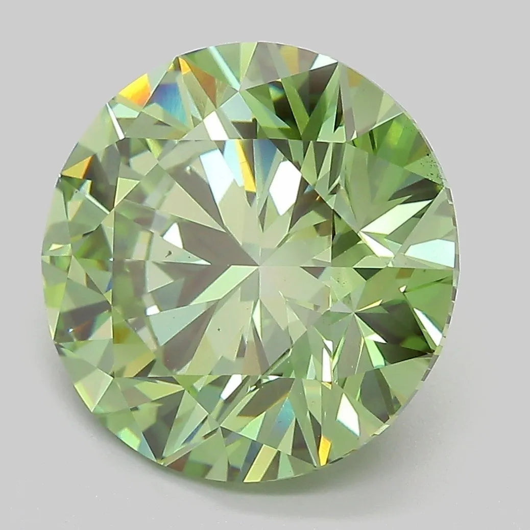 6.83ct Round Lab Grown Diamond (Colour Fancy Vivid Green, Clarity VS1, Cut ID, IGI Certified)