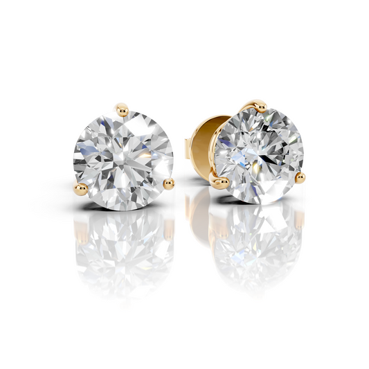 Round Cut 3-Prong Basket Lab Grown Diamond Stud Earrings