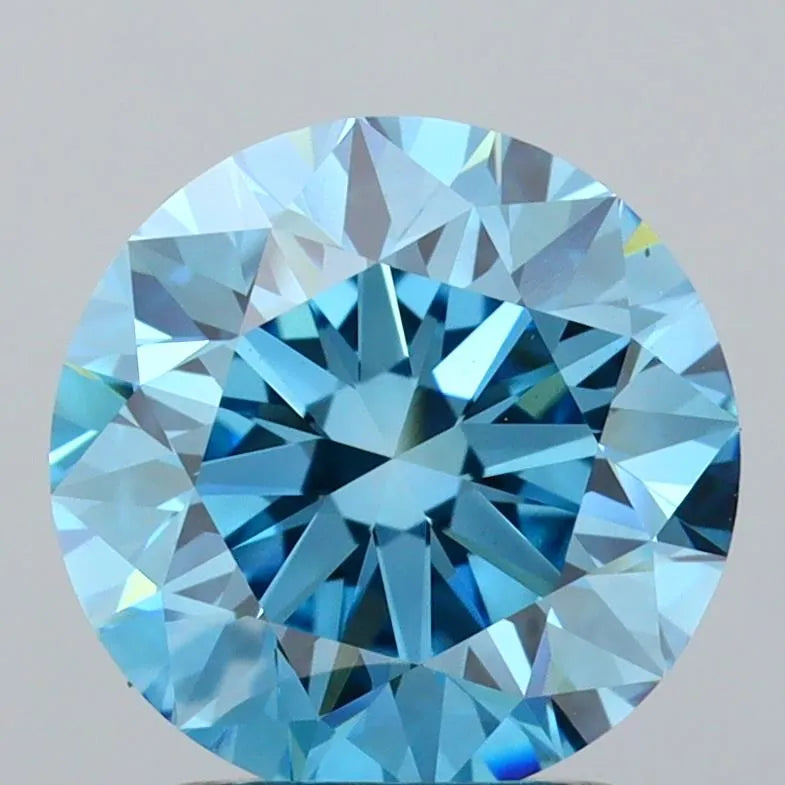 2.03ct Round Lab Grown Diamond (Colour Fancy Vivid Blue, Clarity VS1, Cut EX, IGI Certified)