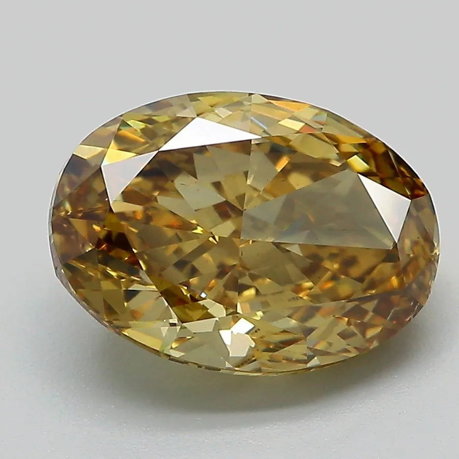 4.10ct Oval Lab Grown Diamond (Colour Fancy Intense Brownish Yellow, Clarity VS2, IGI Certified)