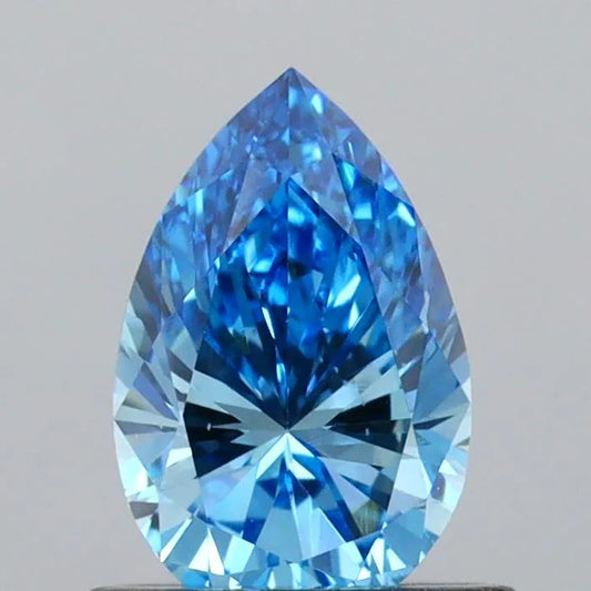 0.73ct Pear Lab Grown Diamond (Colour Fancy Vivid Blue, Clarity VS2, IGI Certified)