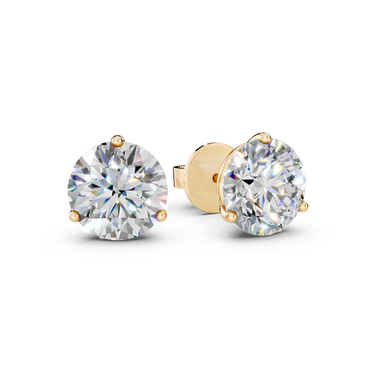 Round Cut 3-Prong Martini Lab Grown Diamond Stud Earrings