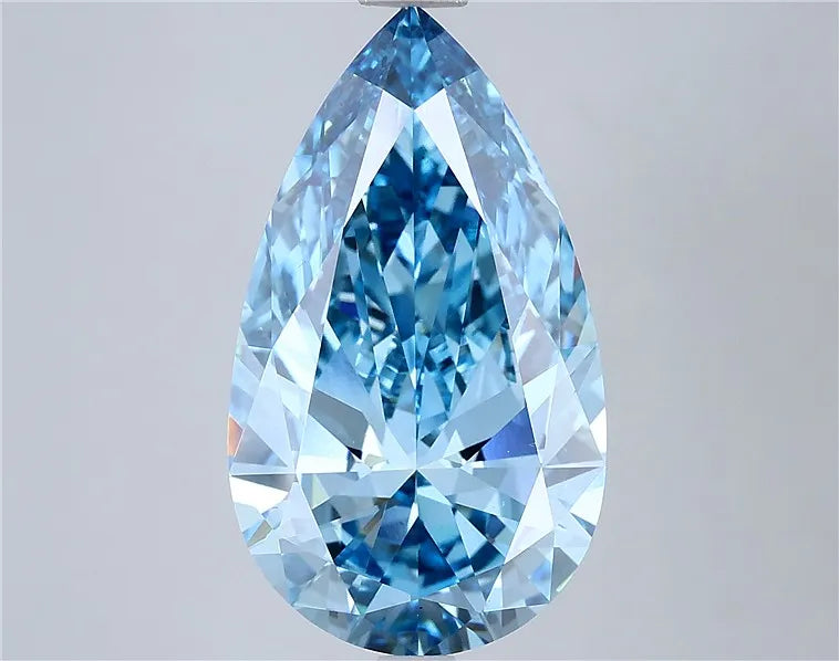 7.01ct Pear Lab Grown Diamond (Colour Fancy Vivid Blue, Clarity VS1, IGI Certified)