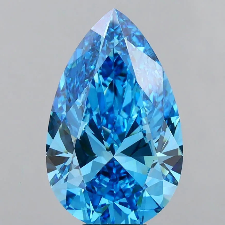 7.04ct Pear Lab Grown Diamond (Colour Fancy Vivid Blue, Clarity VVS2, IGI Certified)