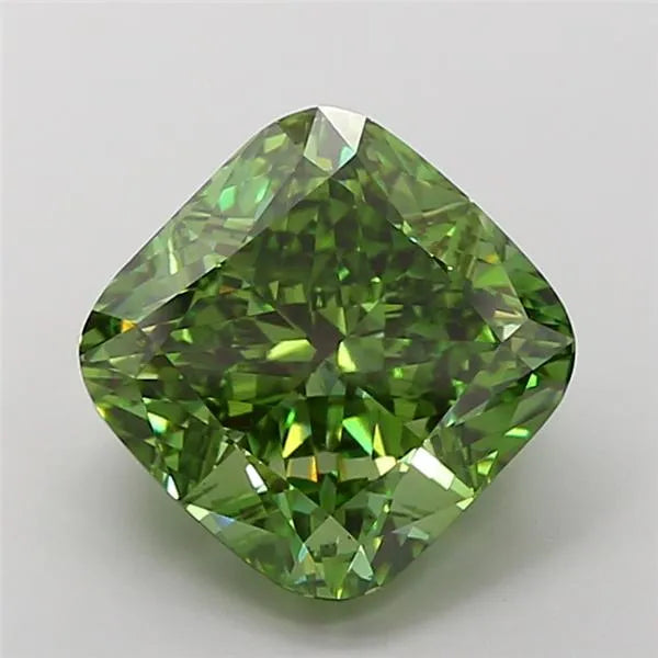 7.08ct Cushion modified Lab Grown Diamond (Colour Fancy Vivid Green, Clarity VS1, IGI Certified)