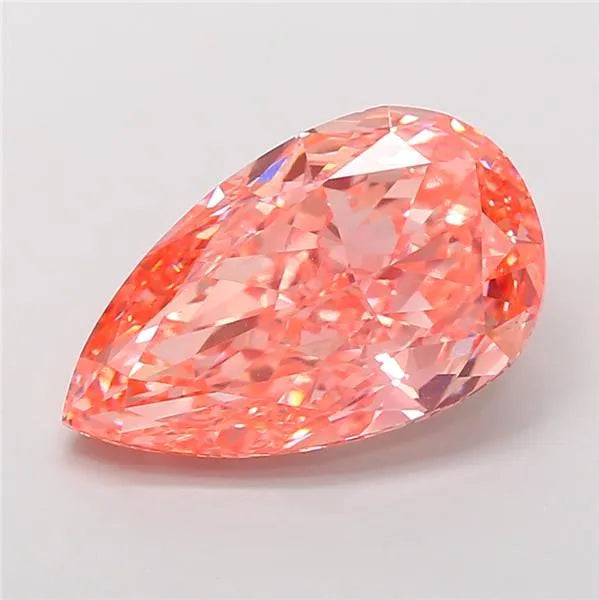 7.08ct Pear Lab Grown Diamond (Colour Fancy Vivid Orangey Pink, Clarity VVS2, IGI Certified)