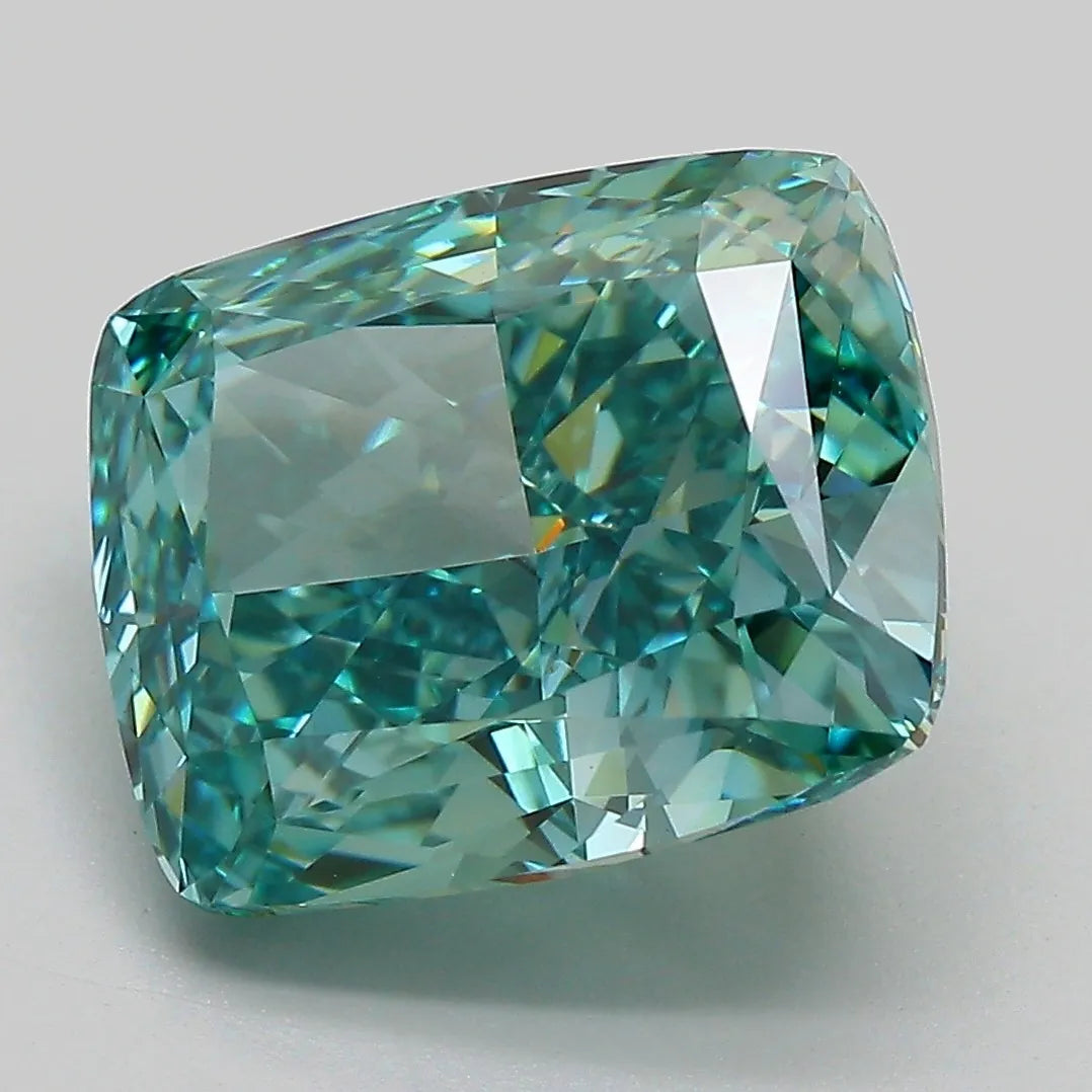 7.16ct Cushion modified Lab Grown Diamond (Colour Fancy Vivid Blue Green, Clarity VVS2, IGI Certified)