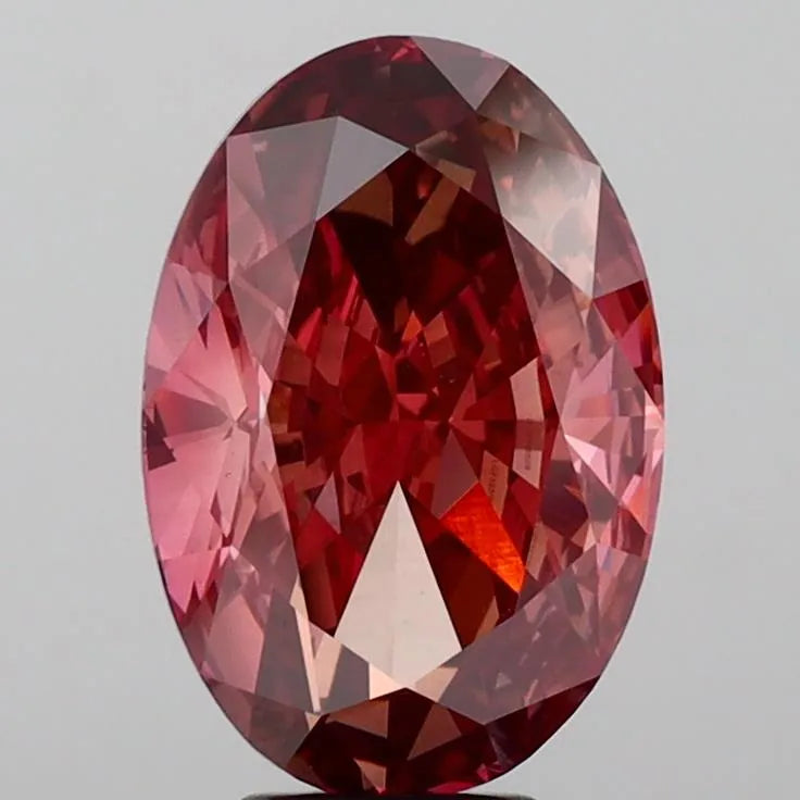 7.54ct Oval Lab Grown Diamond (Colour Fancy Vivid Brown Pink, Clarity VS1, IGI Certified)