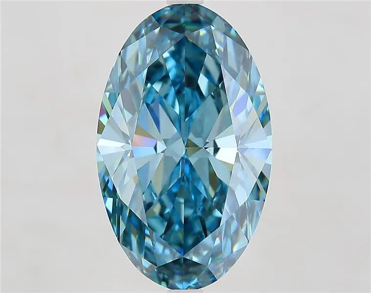 7.59ct Oval Lab Grown Diamond (Colour Fancy Vivid Greenish Blue, Clarity VS1, IGI Certified)