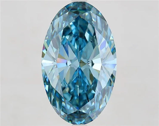 7.59ct Oval Lab Grown Diamond (Colour Fancy Vivid Greenish Blue, Clarity VS1, IGI Certified)