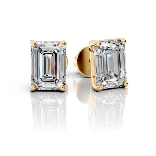 Emerald Cut 4-Prong Lab Grown Diamond Stud Earrings