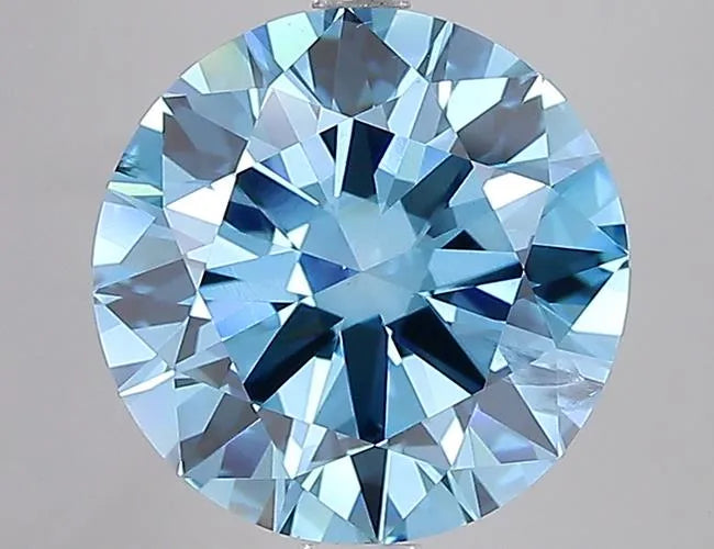 8.01ct Round Lab Grown Diamond (Colour Fancy Vivid Blue, Clarity SI2, Cut EX, IGI Certified)