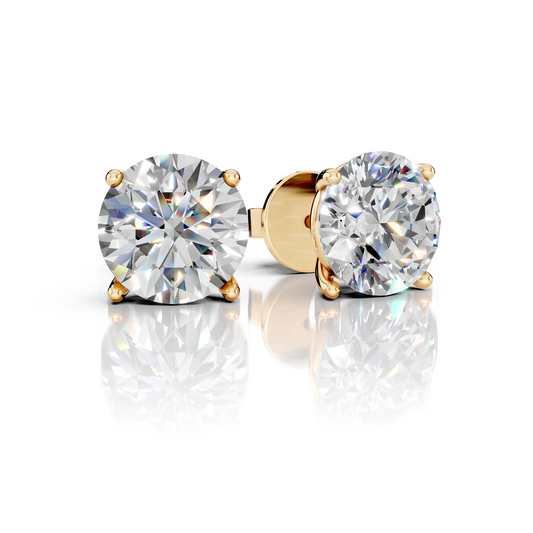 Round Cut 4-Prong Lab Grown Diamond Stud Earrings