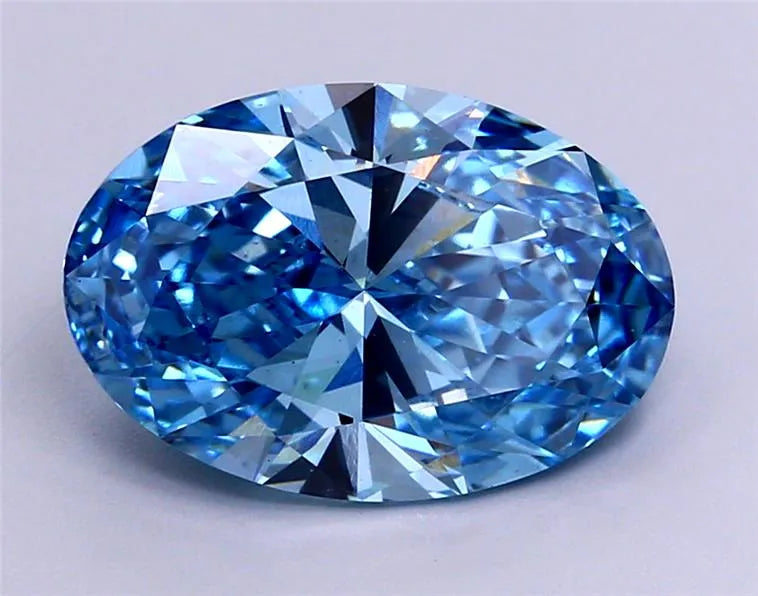 3.71ct Oval Lab Grown Diamond (Colour Fancy Vivid Blue, Clarity VS1, IGI Certified)