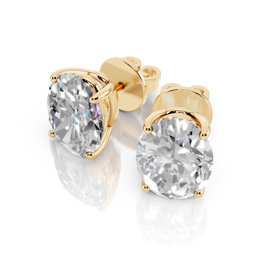 Oval Cut 4-Prong Lab Grown Diamond Stud Earrings