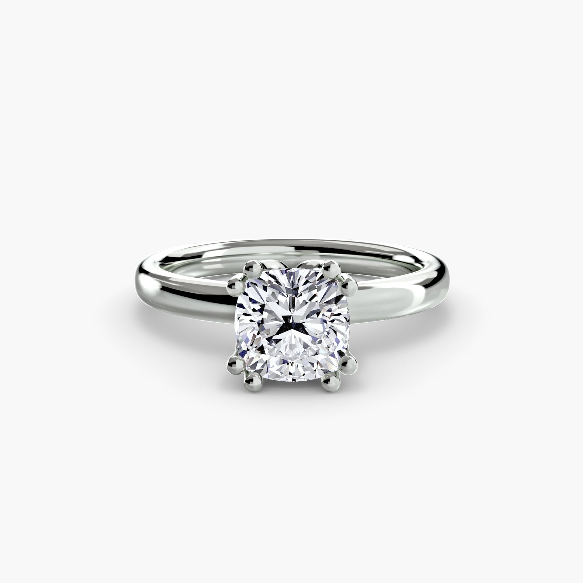 Solitaire ring 9K White Gold Round