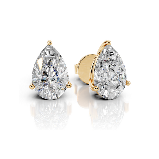 Pear Cut 3-Prong Lab Grown Diamond Stud Earrings