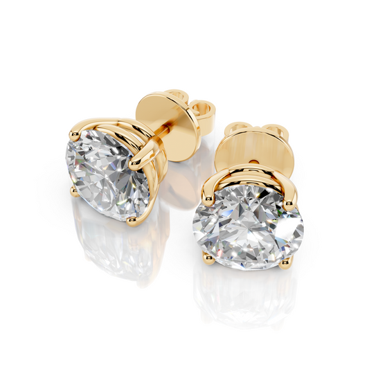 Round Cut 4-Prong Lab Grown Diamond Stud Earrings