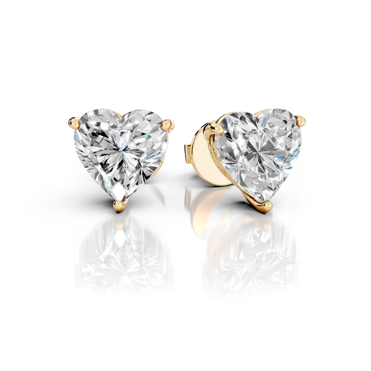 Heart Cut 3-Prong Lab Grown Diamond Stud Earrings