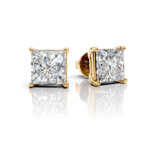Princess Cut 4-Prong Lab Grown Diamond Stud Earrings